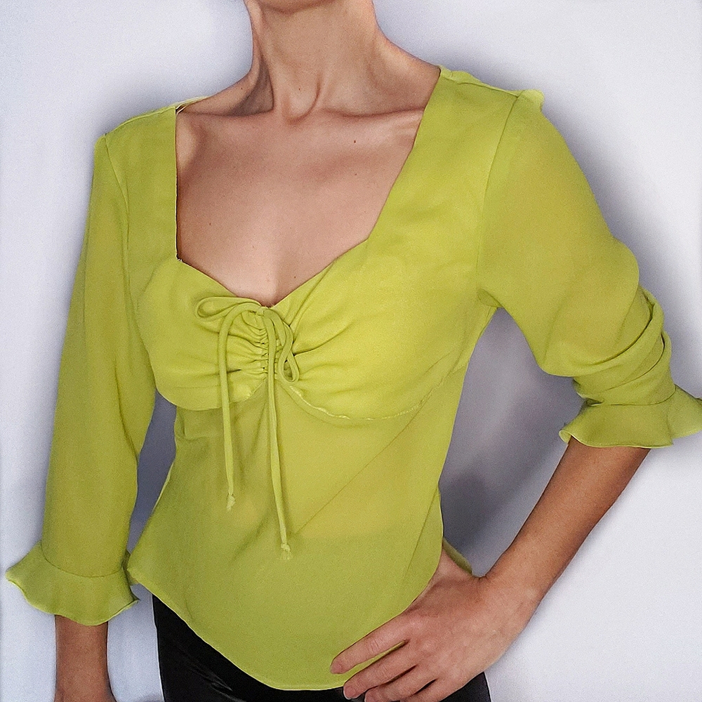 Mirrors
Lime green sheer top